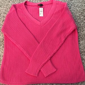 Talbots Bright Pink V-Neck Sweater